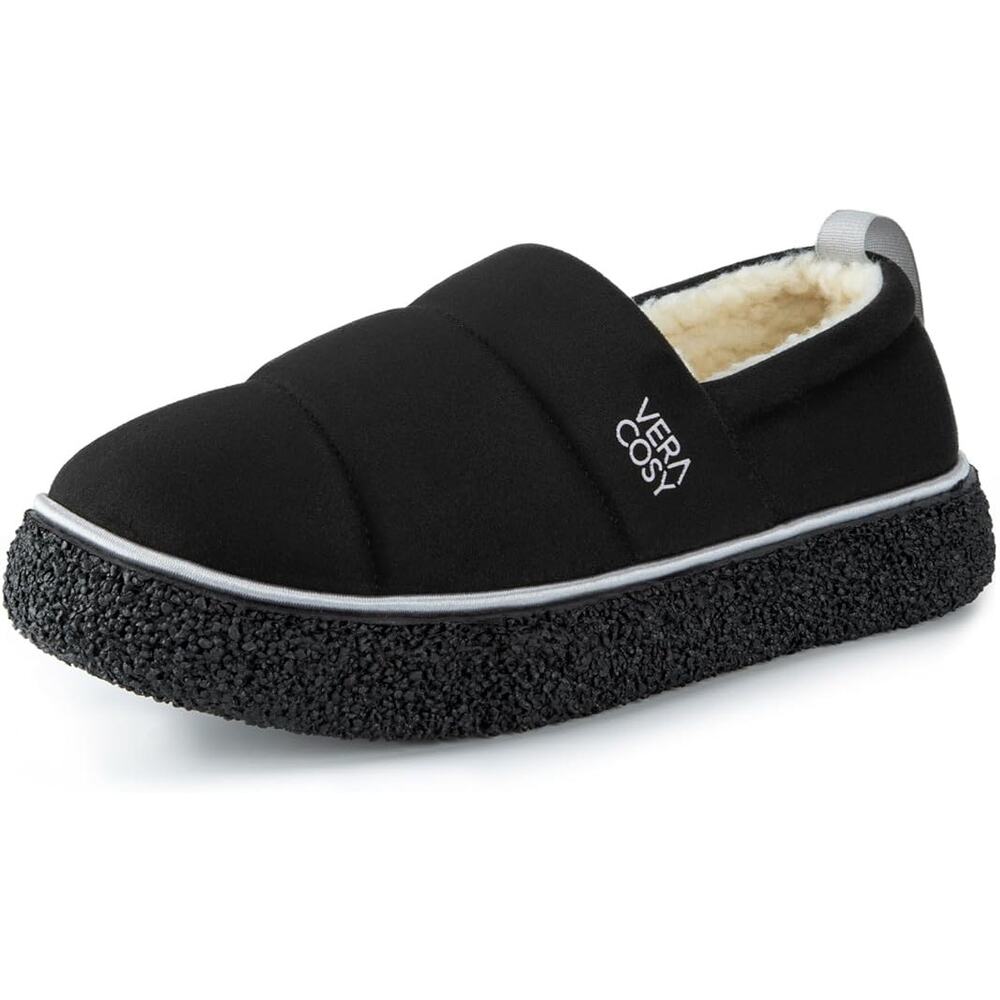 VeraCosy Black Memory Foam Indoor Outdoor Slippers Women's Size 9-10
